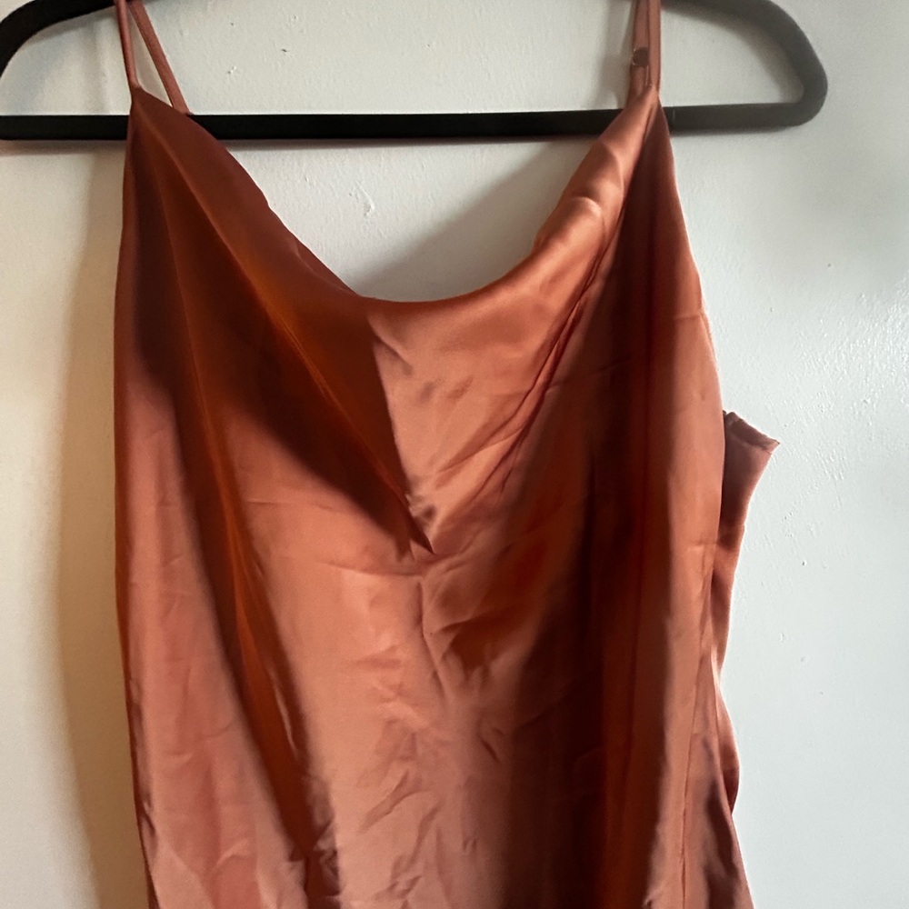 Satin Slip Dress in Rust